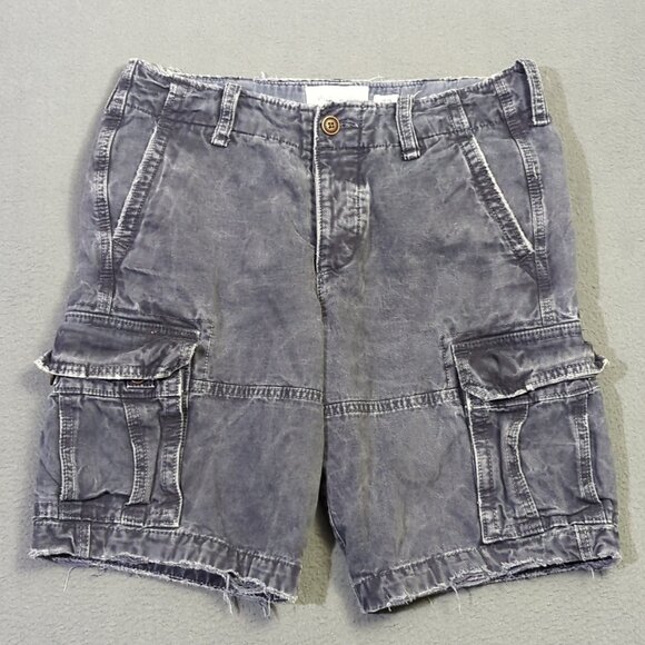 Abercrombie And Fitch Shorts Men's 30 Blue Cotton Cargo Drawstring - Picture 1 of 14